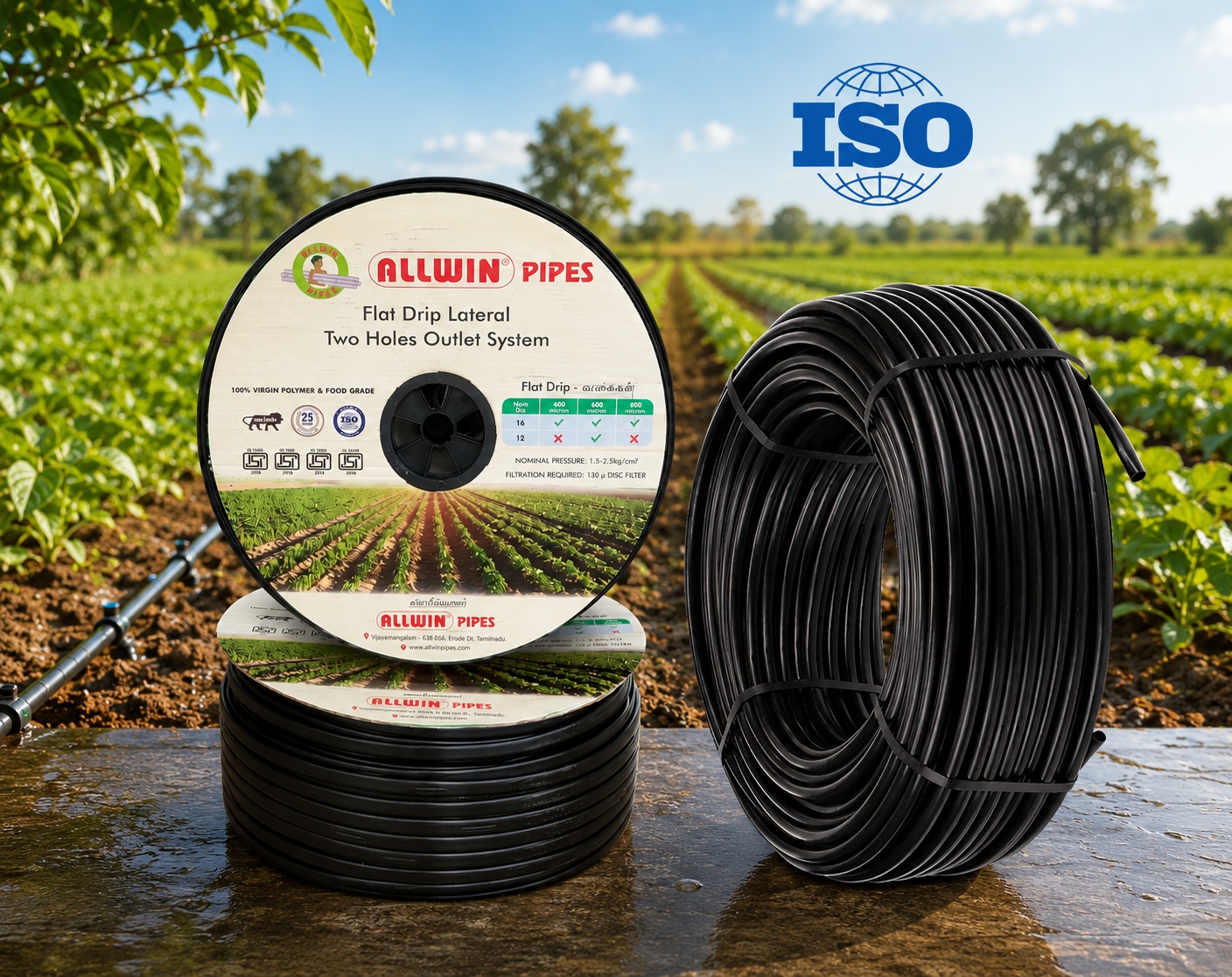 Round & Flat - ISO - Inline Drip Irrigation Pipes