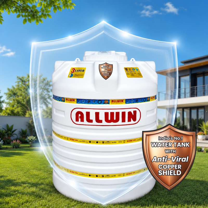 Allwin Premium Blow Moulded Water Tank with Anti-Viral Copper Shield